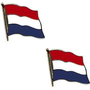 Set van 2x stuks speldjes Pin Vlag Nederland ca 20 mm - Holland supporters fans artikelen