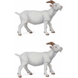 Papo -  Set van 2x stuks speelgoed dieren figuur witte geiten 9 cm