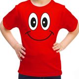 Bellatio Decorations Verkleed t-shirt voor kinderen/meisje - smiley - rood - feestkleding