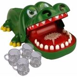 Vrijgezellenfeest spel krokodil met 4 shotglazen - Bijtende krokodil drankspelletje