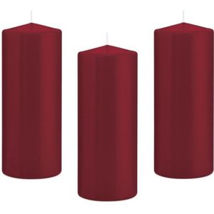 10x Bordeauxrode cilinderkaars/stompkaars 8 x 20 cm 119 branduren - Geurloze kaarsen - Woondecoraties