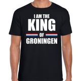 Koningsdag t-shirt I am the King of Groningen zwart - heren - Kingsday Groningen outfit / kleding / shirt