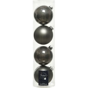 4x stuks kerstballen antraciet (warm grey) van glas 10 cm - mat/glans - Kerstversiering/boomversiering