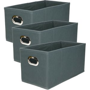 Set van 3x stuks opbergmand/kastmand 7 liter grijsblauw linnen 31 x 15 x 15 cm - Opbergboxen - Vakkenkast manden