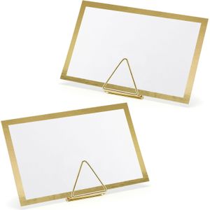 Naamkaartjes/plaatskaarten met houders - Driehoek - Bruiloft - 50x sets - goud