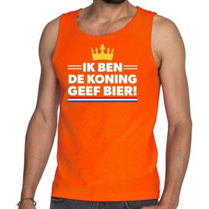 Oranje Ik ben de Koning geef bier tanktop / mouwloos shirt - Singlet voor heren - Koningsdag kleding