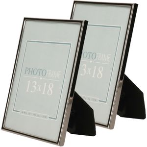 2x stuks metalen fotolijst zwart geschikt voor een foto van 13 x 18 cm