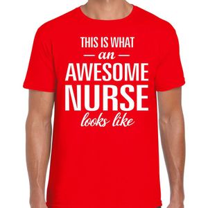 Awesome Nurse - geweldige verpleeger cadeau t-shirt rood heren - beroepen shirts / verjaardag cadeau
