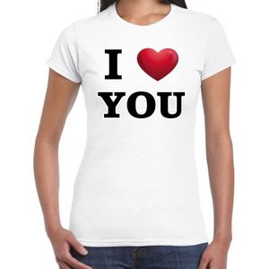 I love you t-shirt voor dames - wit - Valentijn / Valentijnsdag - shirt