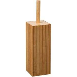WC-/toiletborstel met houder rechthoekig bamboe 37 cm