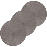 10x Ronde placemats donkergrijs 38 cm rotan look kunststof - Onderleggers