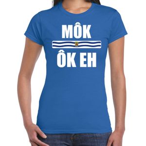 Mok ok eh met vlag Zeeland t-shirt blauw dames - Zeeuws dialect cadeau shirt