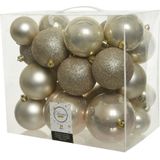 52x stuks kunststof kerstballen licht parel/champagne 6-8-10 cm - Onbreekbare plastic kerstballen
