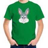 Cartoon konijn t-shirt groen voor jongens en meisjes - Kinderkleding / dieren t-shirts kinderen