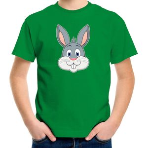 Cartoon konijn t-shirt groen voor jongens en meisjes - Kinderkleding / dieren t-shirts kinderen