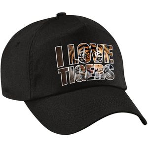 I love tigers pet / baseball cap zwart voor jongens en meisjes - Siberische tijger - dierenpetten / natuurliefhebber petten