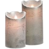 Led kaarsen combi set 2x stuks zilver in de hoogtes 12 en 15 cm - Home deco kaarsen