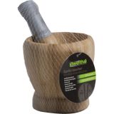 Bamboe houten vijzel met stamper D10 x H11 cm - Kruiden en specerijen vermalen - Pasta's en pesto maken - Vijzels