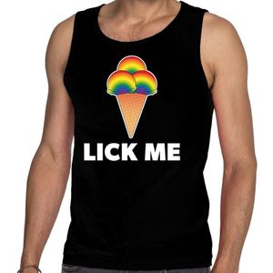 Lick me gaypride tanktop/mouwloos shirt - zwart homo singlet voor heren - Gay pride