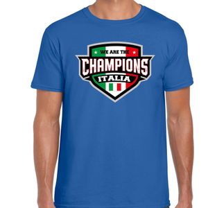 We are the champions Italia t-shirt met schild embleem in de kleuren van de Italiaanse vlag - blauw - heren - Italie supporter / Italiaans elftal fan shirt / EK / WK / kleding