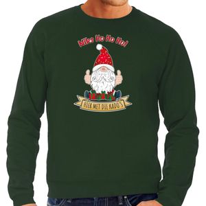 Bellatio Decorations foute kersttrui/sweater heren - Kado Gnoom - groen - Kerst kabouter