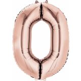 20 jaar rose gouden folie ballonnen 88 cm leeftijd/cijfer - Leeftijdsartikelen 20e verjaardag versiering - Heliumballonnen