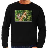 Dieren sweater giraffen foto - zwart - heren - natuur / giraf cadeau trui - Afrikaanse dieren kleding / sweat shirt