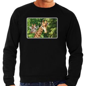 Dieren sweater giraffen foto - zwart - heren - natuur / giraf cadeau trui - Afrikaanse dieren kleding / sweat shirt