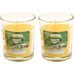 Citronella kaars - 4x - in transparant glas - 5 x 6 cm - citrusgeur