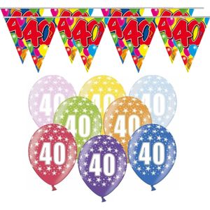 Folat - 40 jaar feestartikelen pakket - 2x vlaggetjes en 32x ballonnen