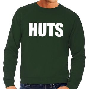 HUTS tekst sweater groen heren - heren trui HUTS