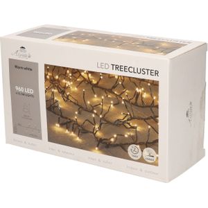 1x Kerstverlichting clusterverlichting met timer en dimmer 960 lampjes warm wit  12,5 mtr - Voor binnen en buiten gebruik