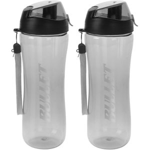 Set van 2x stuks bidon drinkfles/waterfles grijs 700 ml - Sportfles/sportbidon - Kunststof