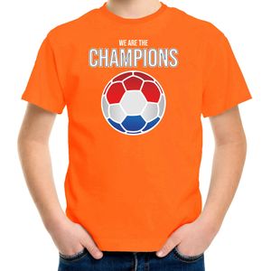 We are the champions t-shirt met voetbal - oranje - kinderen - Nederland supporter / EK / WK / kleding