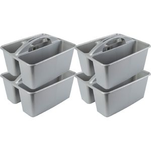 Set van 4x stuks grijze opbergbox/opbergdoos mand 6 liter kunststof - 31 x 26,5 x 18 cm - Opbergbakken voor schoonmaakspullen