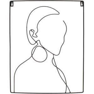 Mica Decorations Line art wanddecoratie - metaal - vrouw - L40 x H50cm