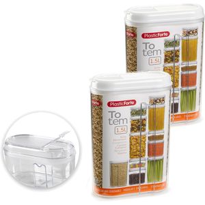 8x stuks plastic strooier/voorraad bussen container - 1,5 liter - 8 x 15,5 x 23 cm - Transparant - Voedsel bewaar bussen containers - Voorraadbussen