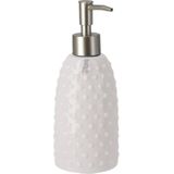 Zeeppompje/zeepdispenser wit keramiek 20 cm - Navulbare zeep houder - Toilet/badkamer accessoires