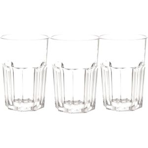 6x stuks onbreekbaar retro drink glas transparant kunststof 45 cl/450 ml - Onbreekbare drinkglazen