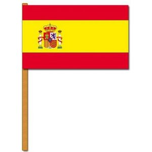 Luxe grote zwaaivlaggen Spanje 30 x 45 cm - Spaanse feestartikelen en versieringen