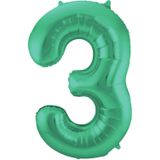 Folat folie ballonnen - Leeftijd cijfer 30 - glimmend groen - 86 cm - en 2x slingers
