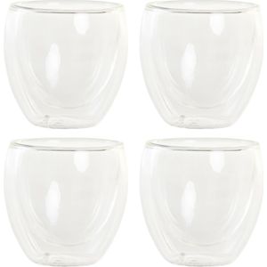 Items koffieglazen/theeglazen dubbelwandig - set 4x - espresso glazen - 100 ml