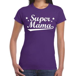 Super mama cadeau t-shirt paars dames - kado shirt voor moeders