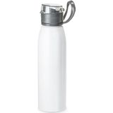 Aluminium waterfles/drinkfles wit met klepdop en handvat 650 ml - Sportfles - Bidon