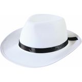 Boland - Verkleedkleding set witte gangster hoed en stropdas wit