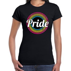 Regenboog cirkel pride t-shirt - zwart - dames -  LHBT - Gay pride shirt / kleding / outfit