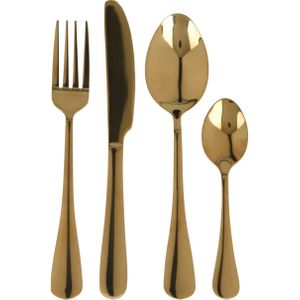Excellent Houseware Bestekset Tableware Collection - 16-delig - goud - RVS - 4 personen