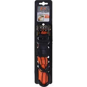 1x stuks spanband / sjorbanden met haken - oranje - 4,5 m -  straps / spanbanden voor o.a. vastzetten ladingen