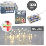 Draadverlichting lichtsnoer - 100 cm - 100 leds - warm wit - batt - timer