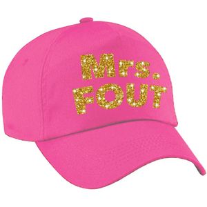 Mrs. FOUT pet  / cap roze met goud bedrukking dames - Foute party cap